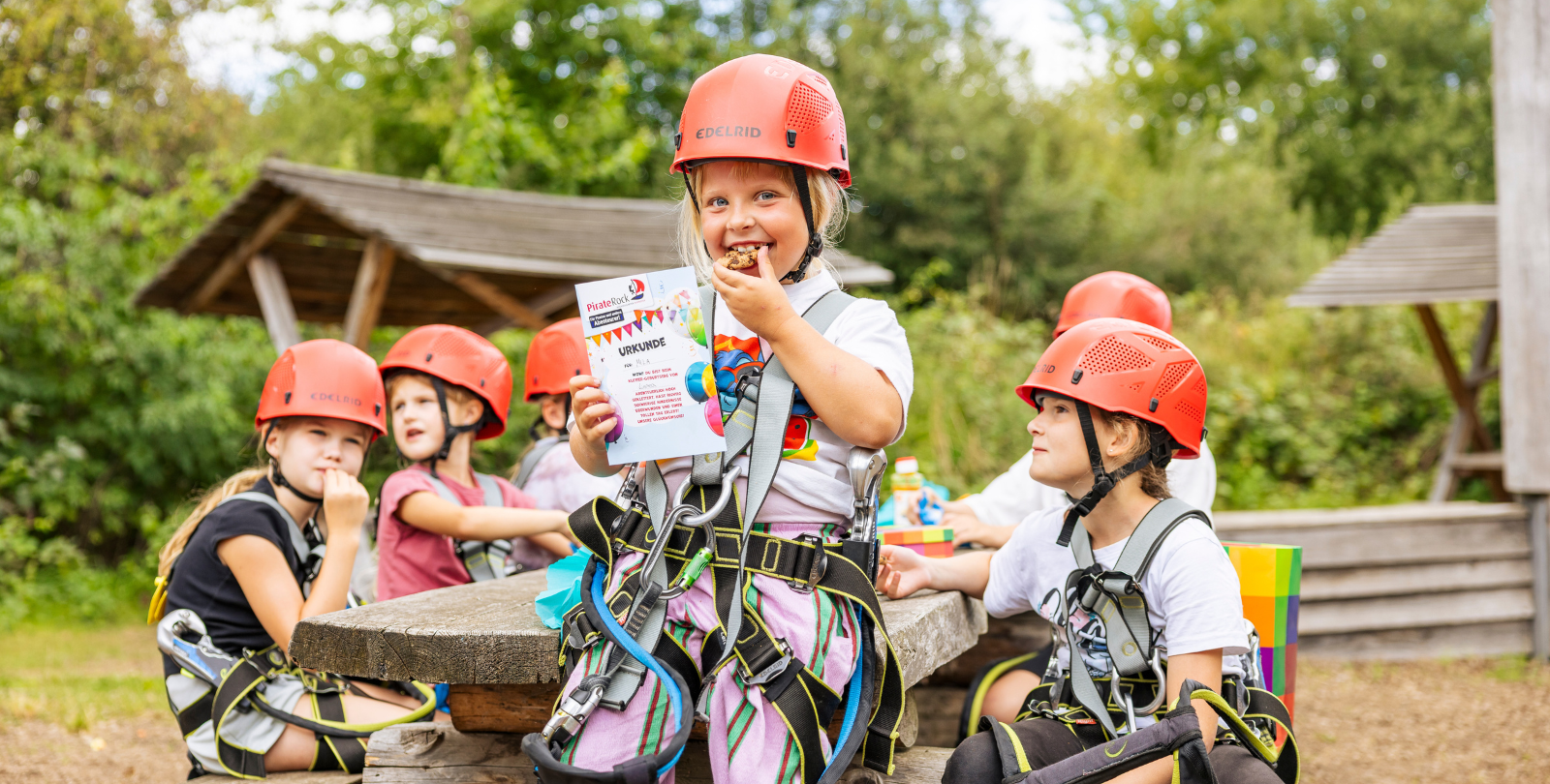 Halbportrt eines Jungen beim klettern